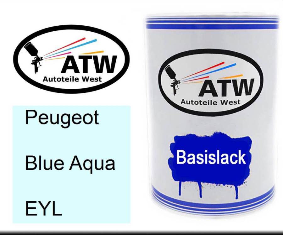 Peugeot, Blue Aqua, EYL: 500ml Lackdose, von ATW Autoteile West.